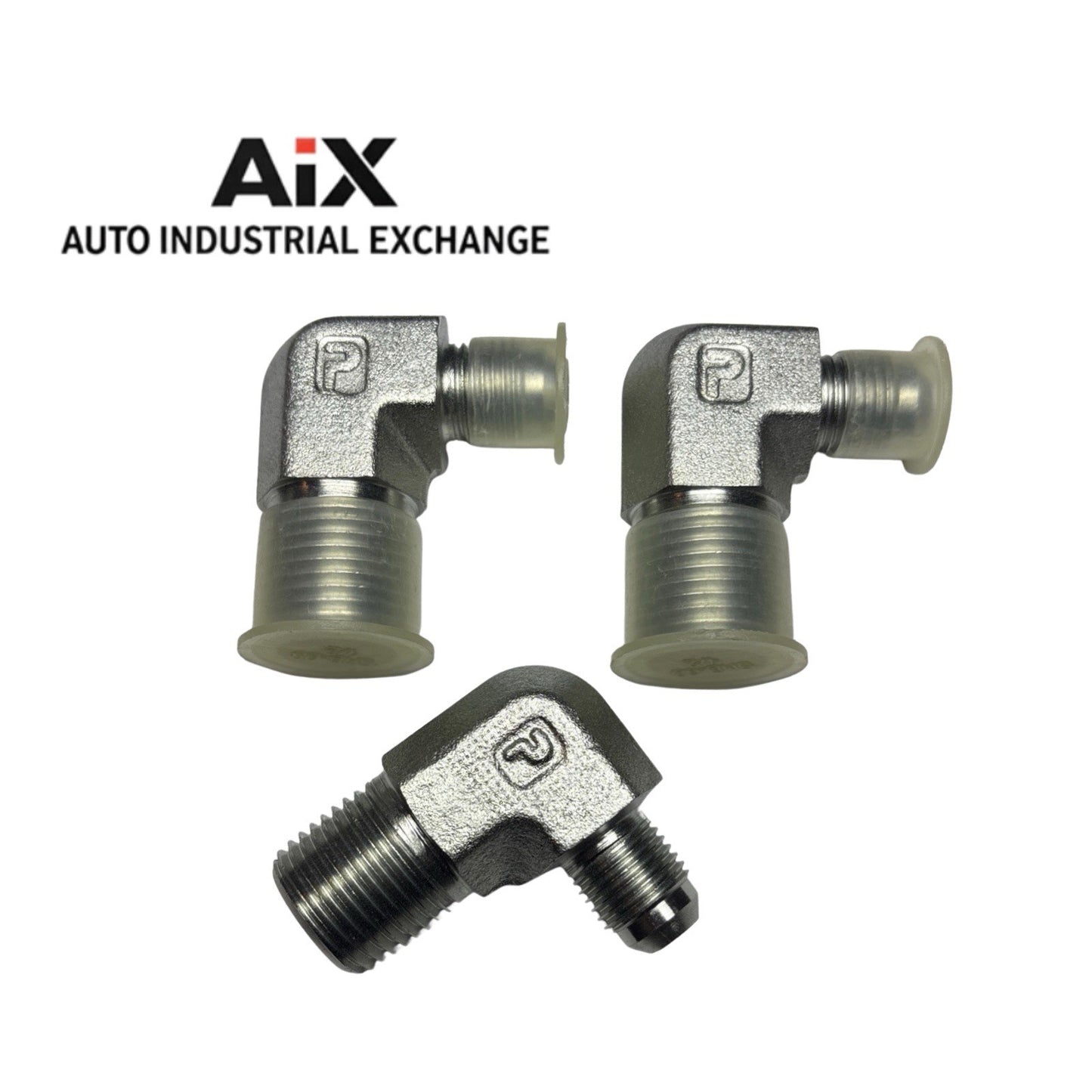 Lot of 3 Parker 6-8 CTX-S JIC 3/8 x 1/2” NPT 90° Elbow Triple-Lok Steel Fittings