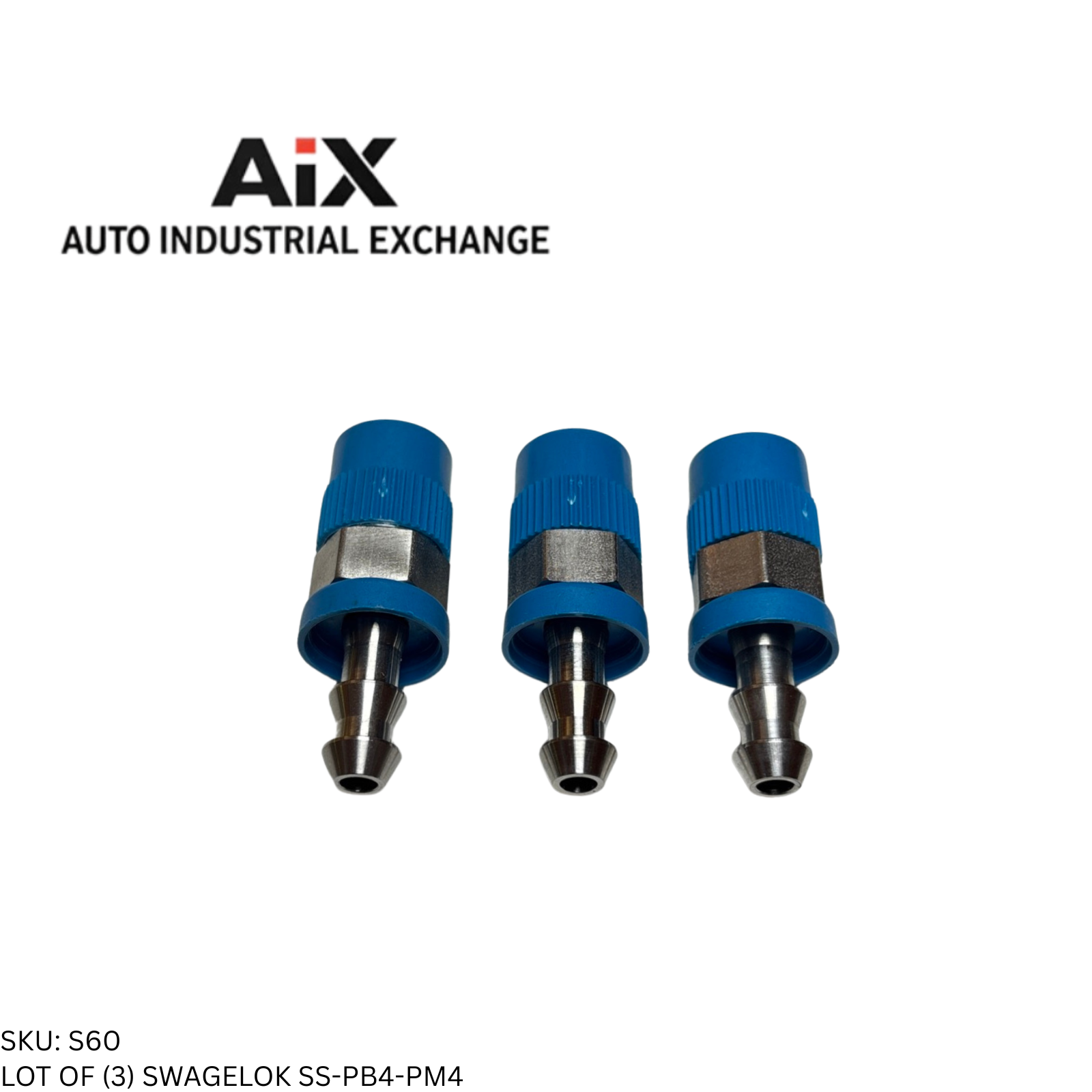 Lot of 3 Swagelok SS-PB4-PM4 Stainless Steel Push-On Hose End 1/4 NPT Male