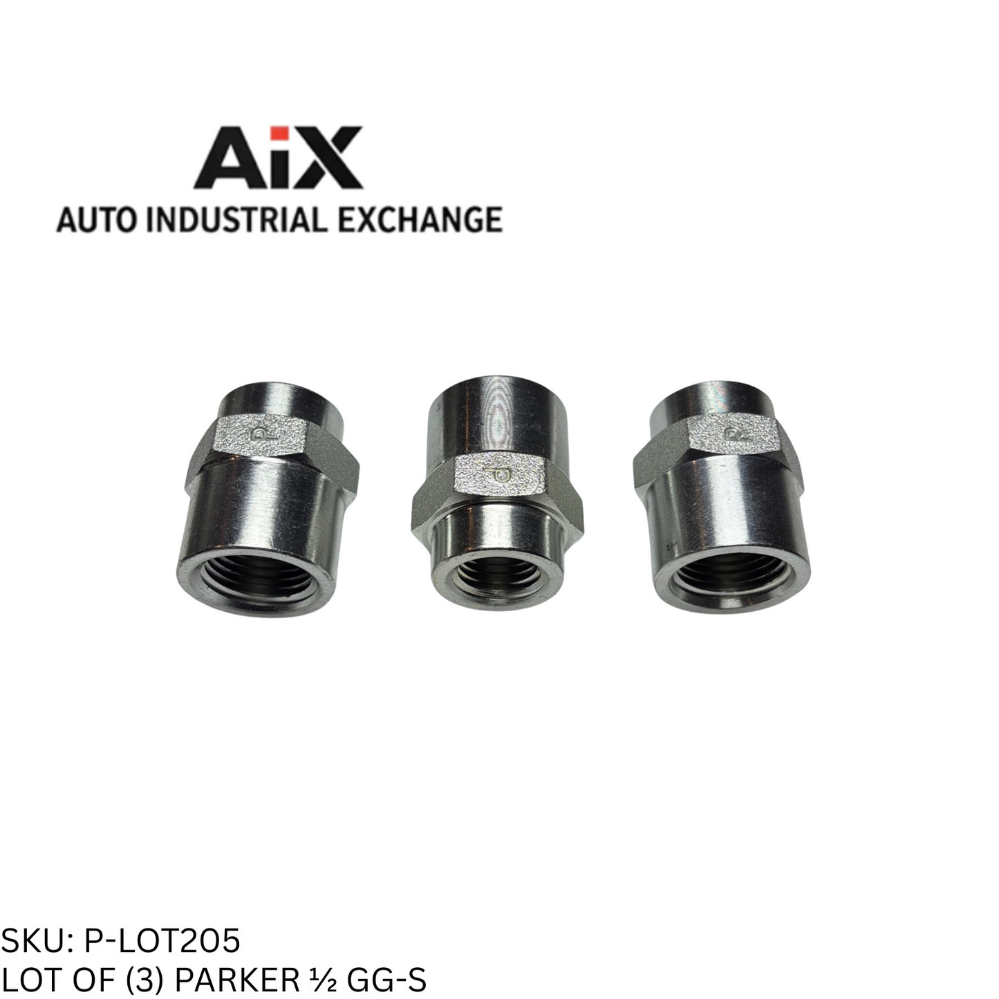 Lot of 3 Parker 1/2 GG-S Steel Straight Pipe Fitting Female NPT 5000 PSI