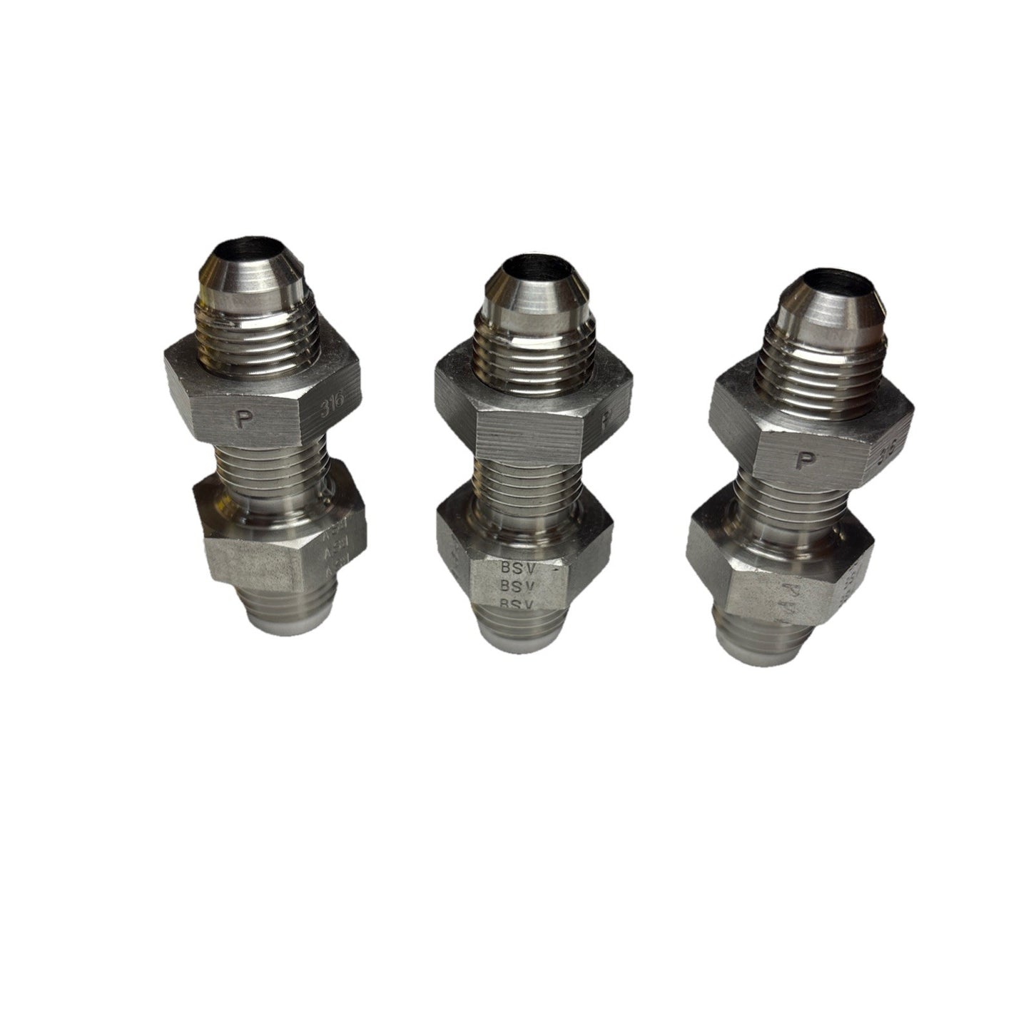 Lot of 3 Parker 6 WTX-WLN-SS Triple-Lok® 37° Flare Bulkhead Union Straight 3/8”