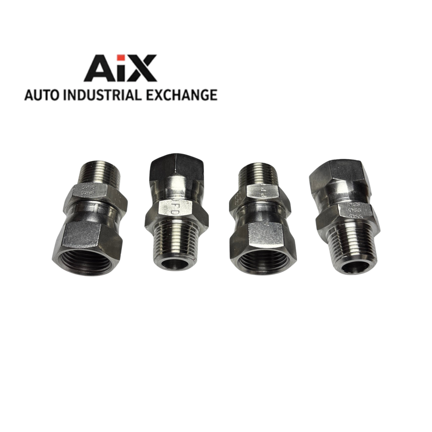 Lot of 4 Parker 8-F6X-SS Tube Swivel Nut 1/2 Female Flare x 3/8 NPT SS