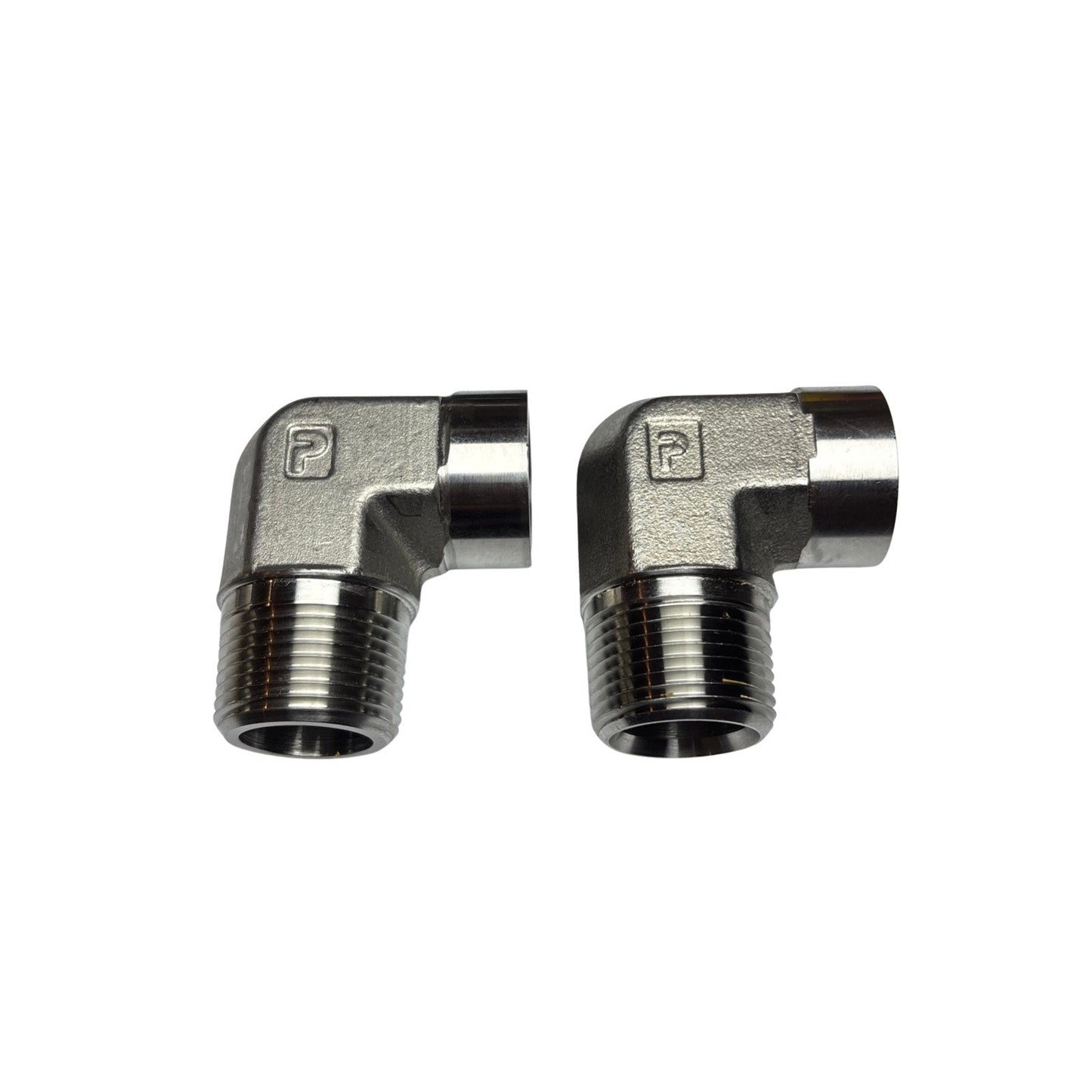 Lot of 2 Parker 3/4 x 1/2 CD-SS Elbow Fittings NPT Male x Female 316 SS 3000 PSI