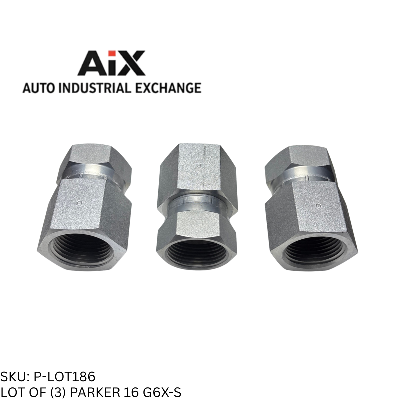 Lot of 3 Parker 16 G6X-S Steel Straight Fitting 37° Flare to NPT 3000 PSI