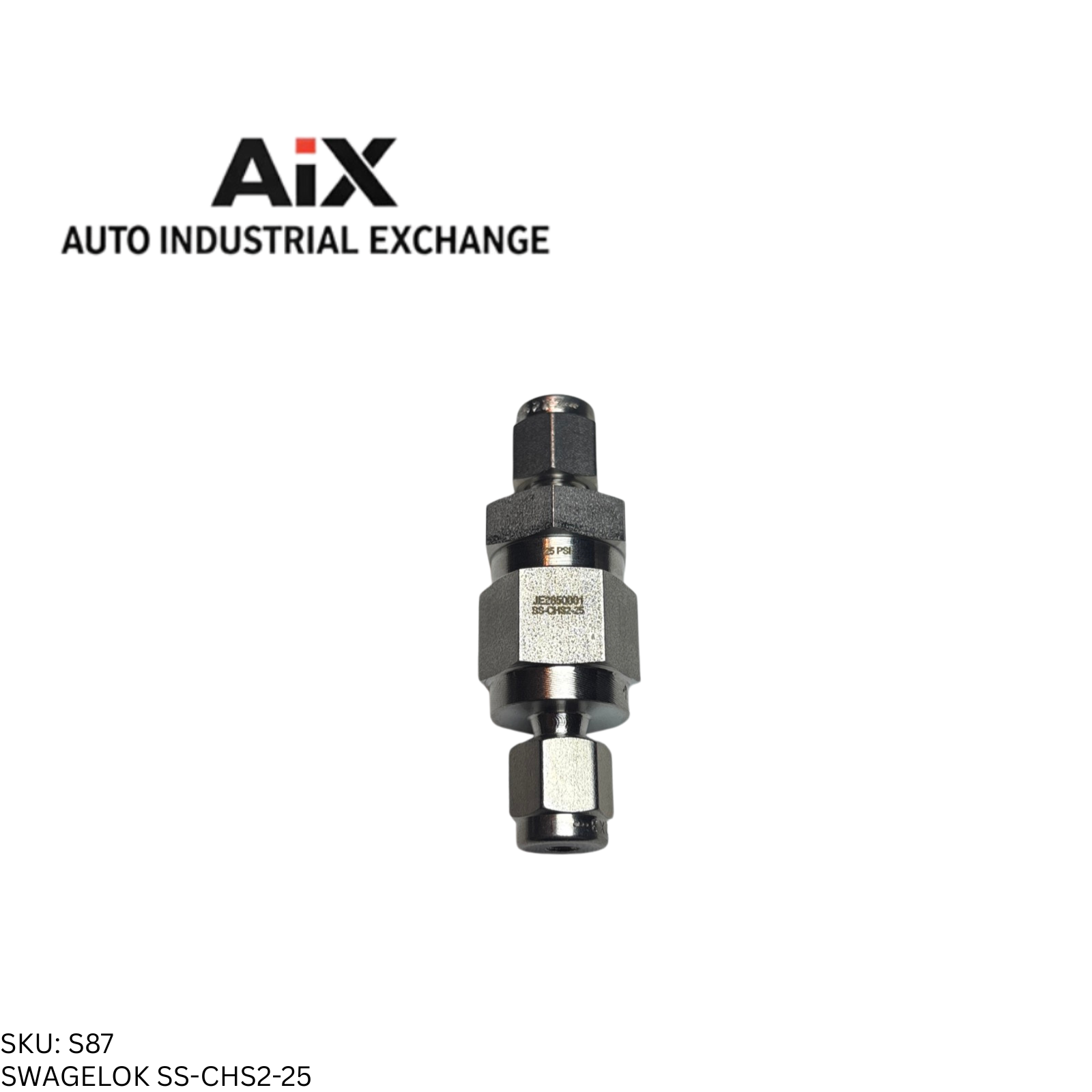 Swagelok SS-CHS2-25 Stainless Steel Check Valve 1/8 in. Tube Fitting 25 psig