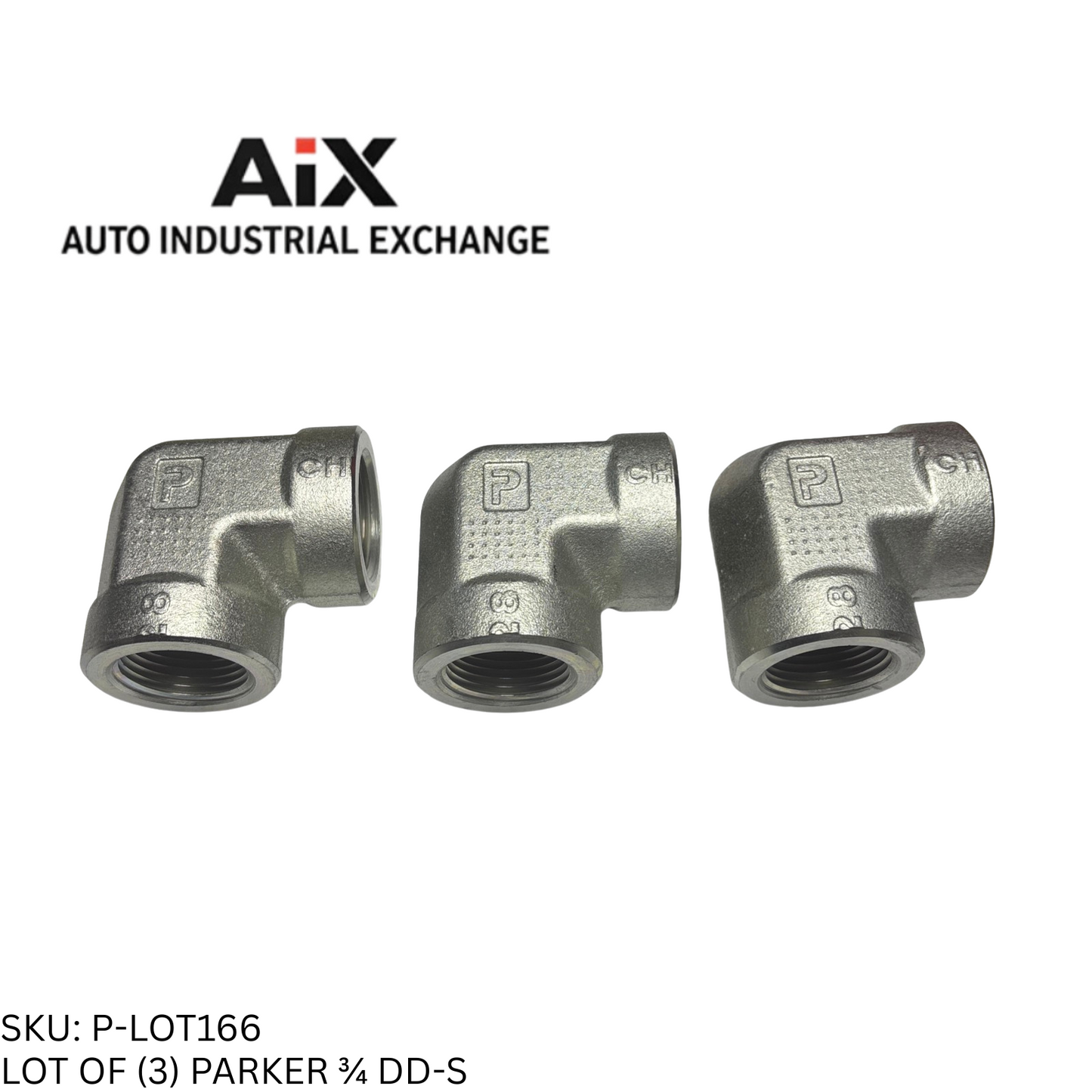 Lot of 3 Parker 3/4 DD-S 90° Elbow Pipe Fittings Female NPT to NPT Steel