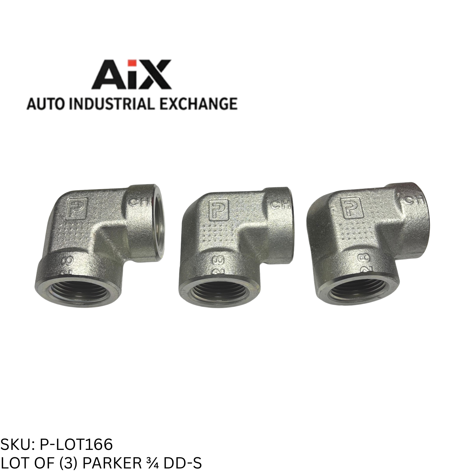 Lot of 3 Parker 3/4 DD-S 90° Elbow Pipe Fittings Female NPT to NPT Steel