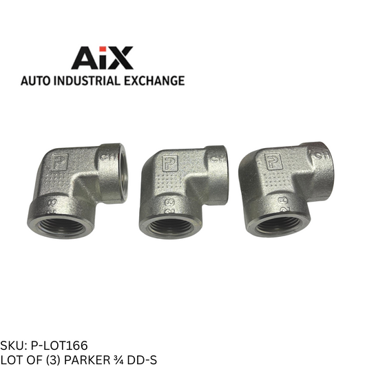 Lot of 3 Parker 3/4 DD-S 90° Elbow Pipe Fittings Female NPT to NPT Steel