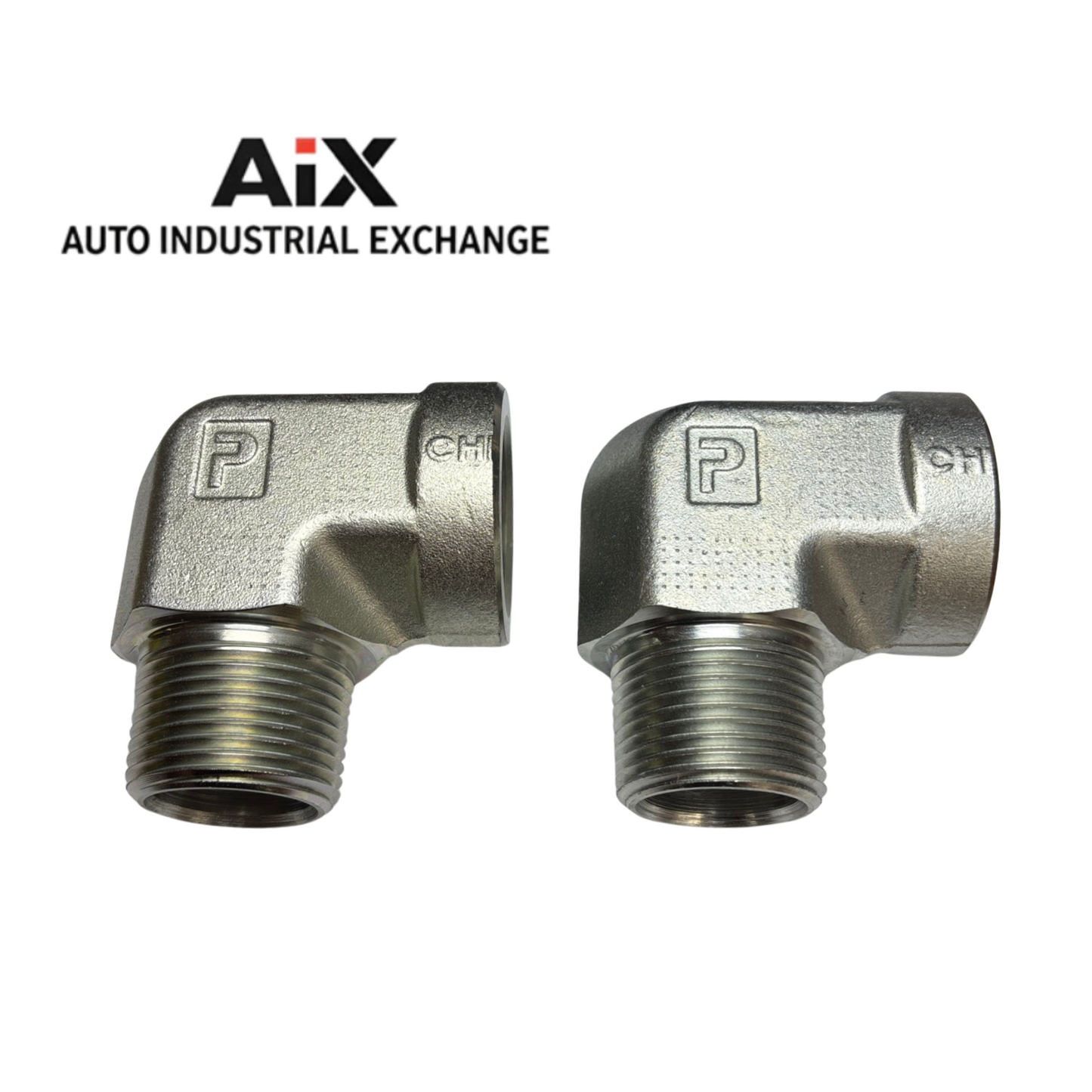 Lot of 2 Parker 1CD-S 1800 PSI Steel 90° Elbow Male x Female NPT Pipe Fittings