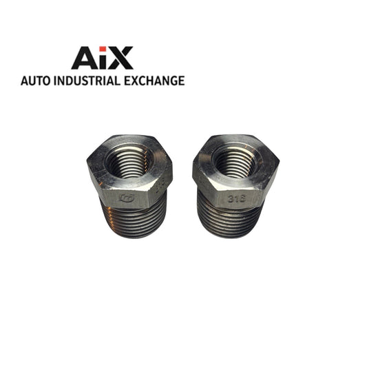 Lot of 2 Brennan 1/2 x 1/4 NPT SS Pipe Reducers – Parker PTR-SS Equivalent