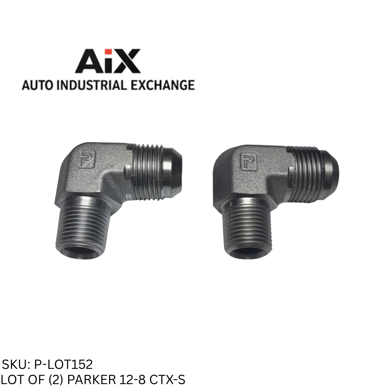 Lot of 2 Parker 12-8 CTX-S 90° Elbow 37° Flare Tube to Male NPT Steel Adapter