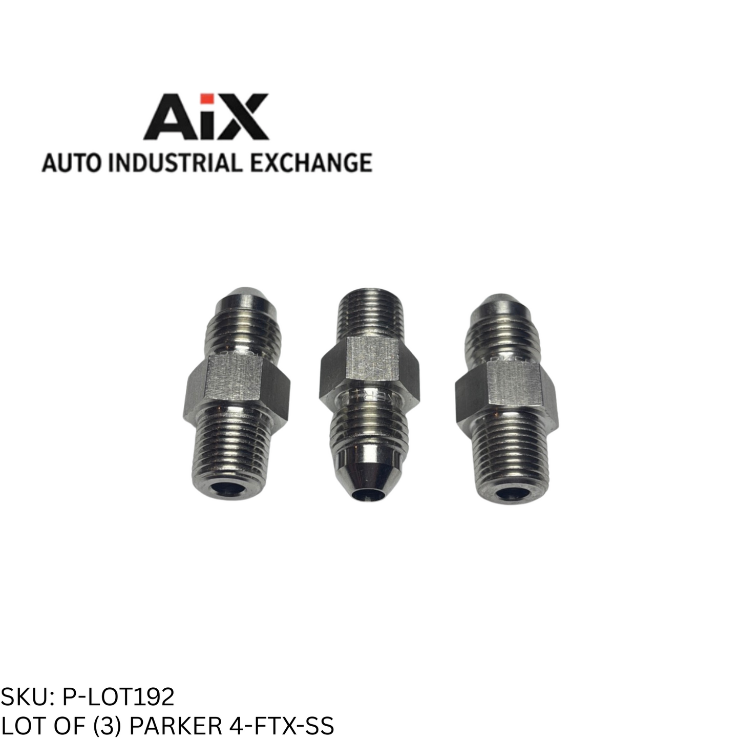 Lot of 3 Parker 4-FTX-SS Straight Elbow Fitting 37° Flare NPT 6000 PSI