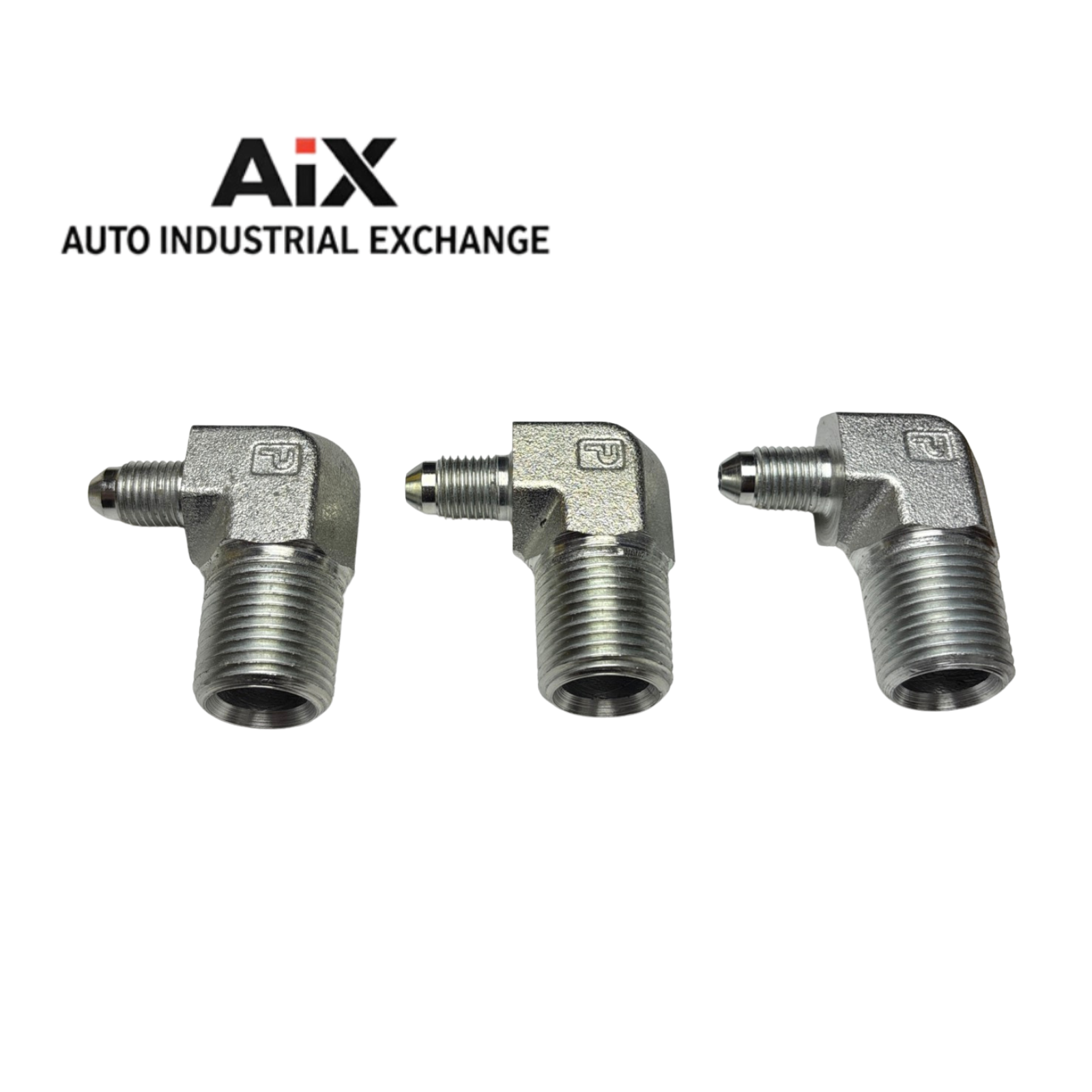 Lot of 3 Parker 4-8CTX-S 90° Elbow Tube Fittings 1/4 Male Flare x 1/2 NPT Steel