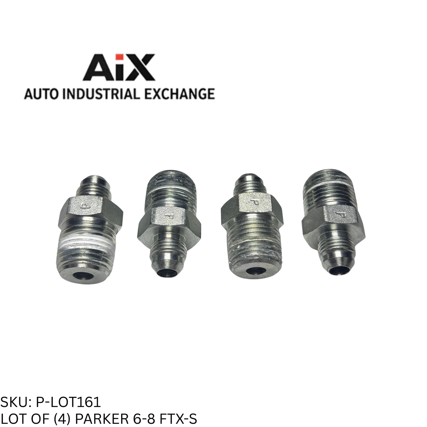 Lot of 4 Parker 6-8 FTX-S Straight Tube Adapter Male 37° Flare to NPT Steel