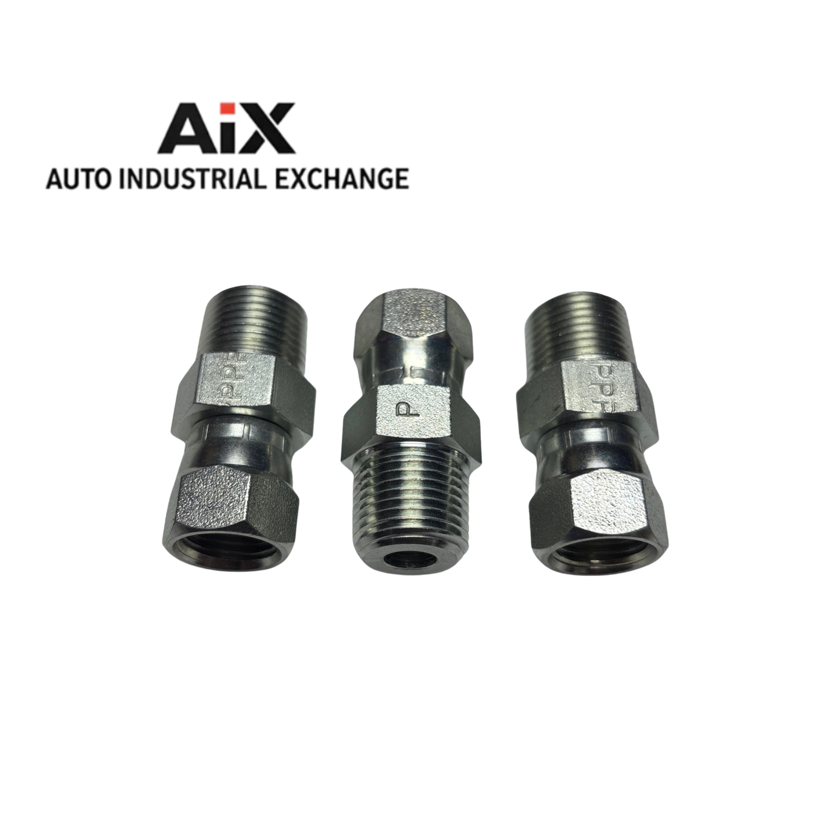 Lot of 3 Parker 6-6 F6X-S 37° Flare Female Swivel to Male NPT Steel