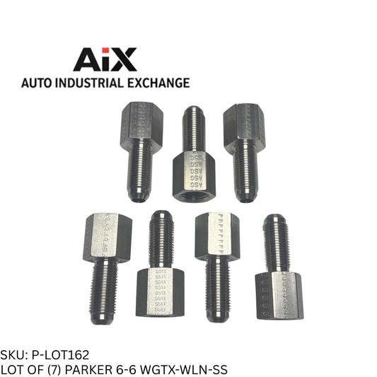 Lot of 7 Parker 6-6 WGTX-WLN-SS 37° Flare Bulkhead Tube to 3/8 NPTF Adapter SS