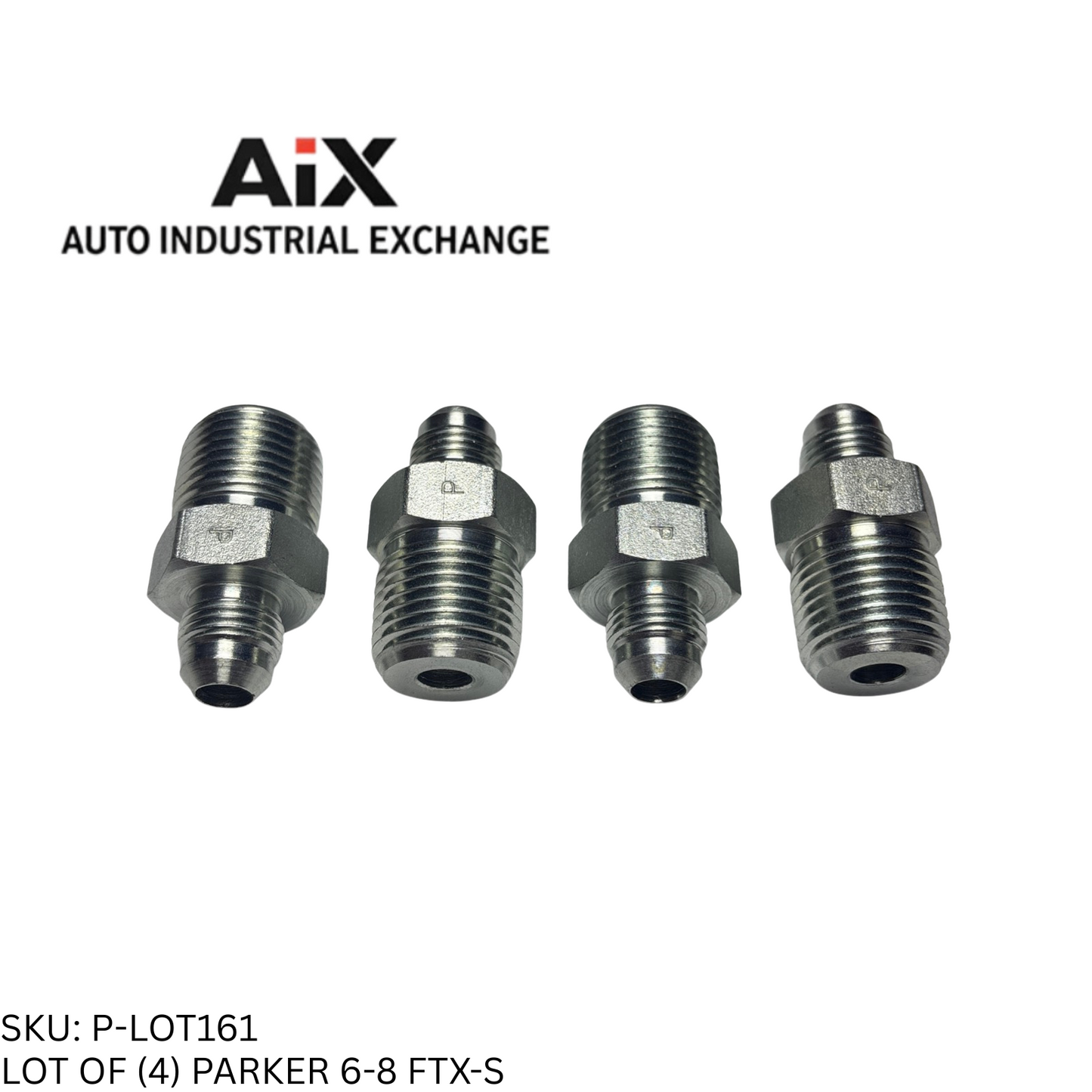 Lot of 4 Parker 6-8 FTX-S Straight Tube Adapter Male 37° Flare to NPT Steel