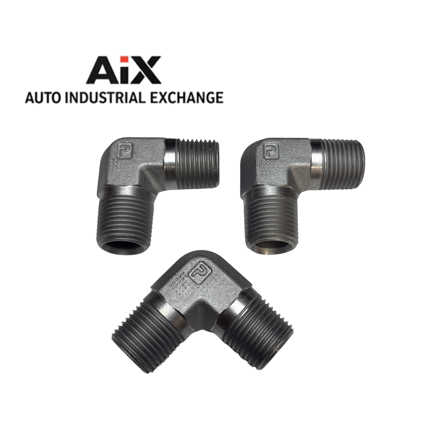 Lot of 3 Parker 1/2 CR-S 6000 PSI Steel 90° Elbow Male NPT Pipe Fittings