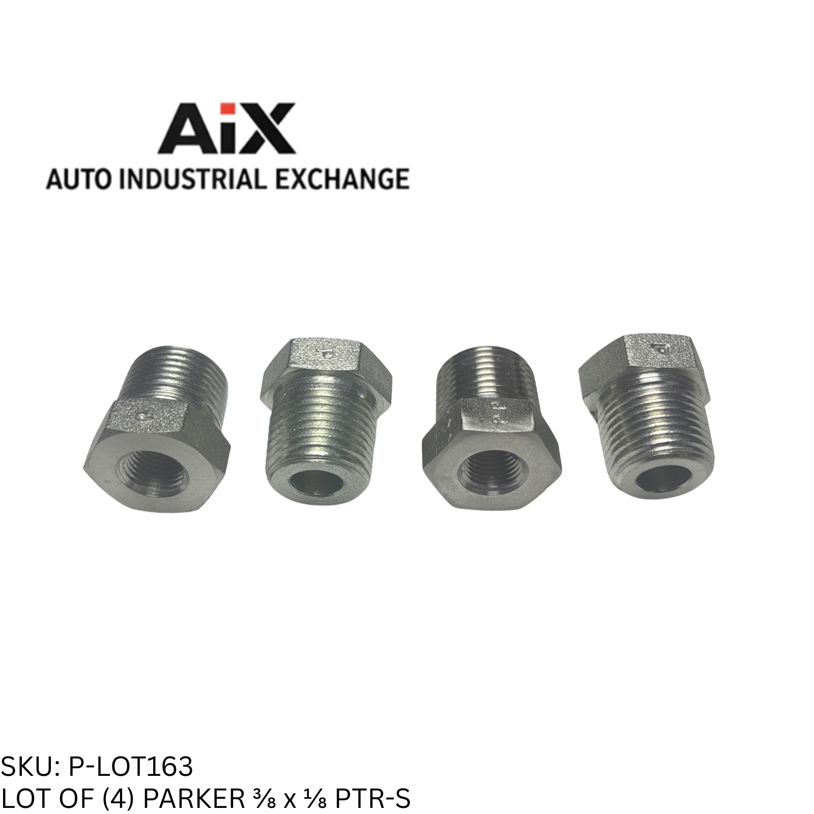 Lot of 4 Parker 3/8 x 1/8 PTR-S Pipe Reducer Male NPT x Female NPT Steel