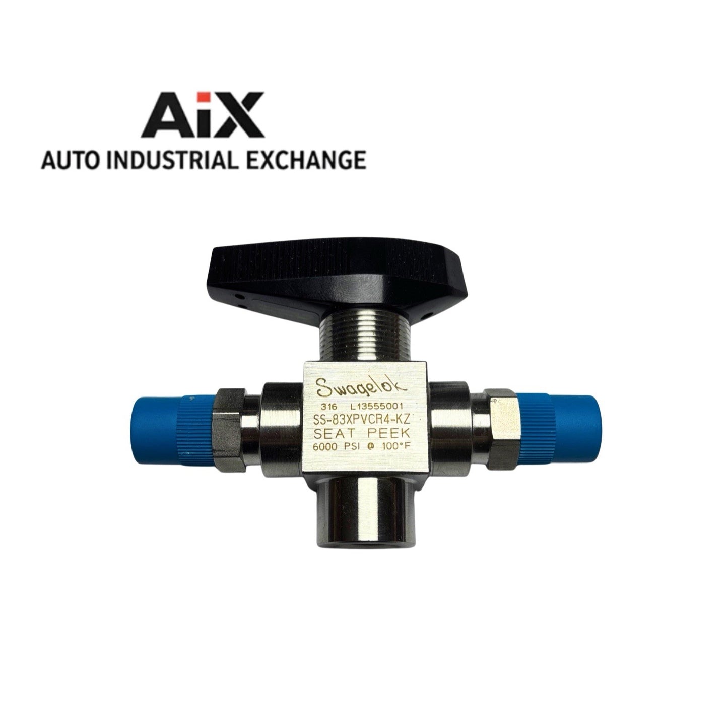 Swagelok SS-83XPVCR4-KZ 3-Way Ball Valve 1/4” VCR x VCR SS PEEK 6000 PSI