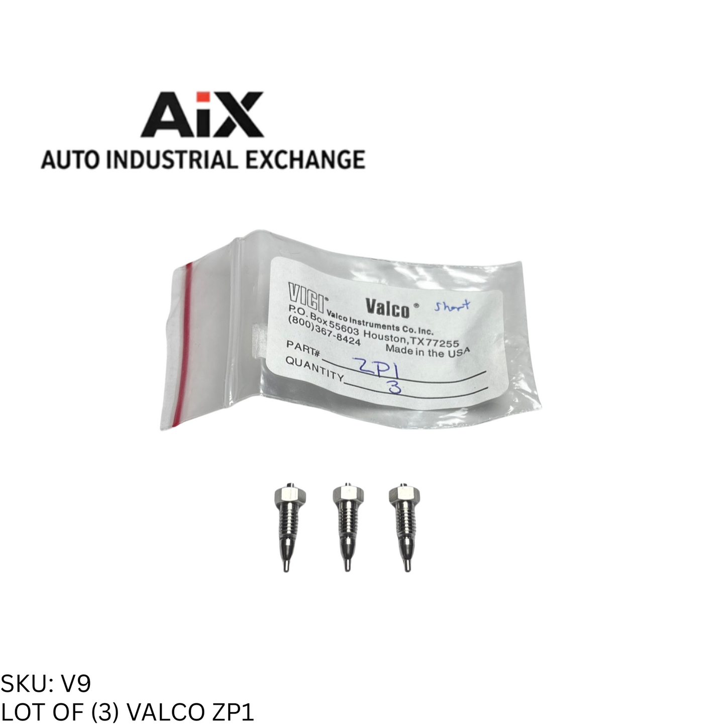 Lot of 3 Valco ZP1 Stainless Steel Plug 1/16 High Pressure Zero Dead Volume 20K