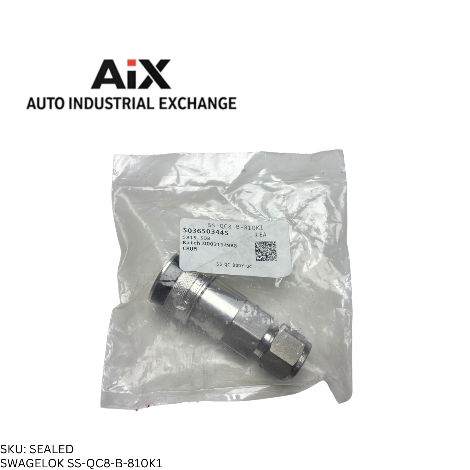 Swagelok SS-QC8-B-810K1 1/2" Stainless Steel Quick Connect Body 1.5 Cv FKM