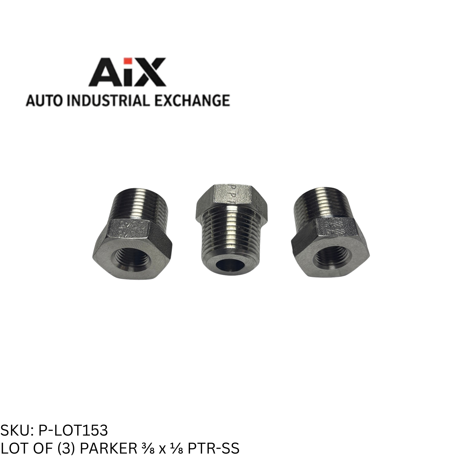 Lot of 3 Parker 3/8 x 1/8 PTR-SS Pipe Hex Head Plug Male to Female NPT SS