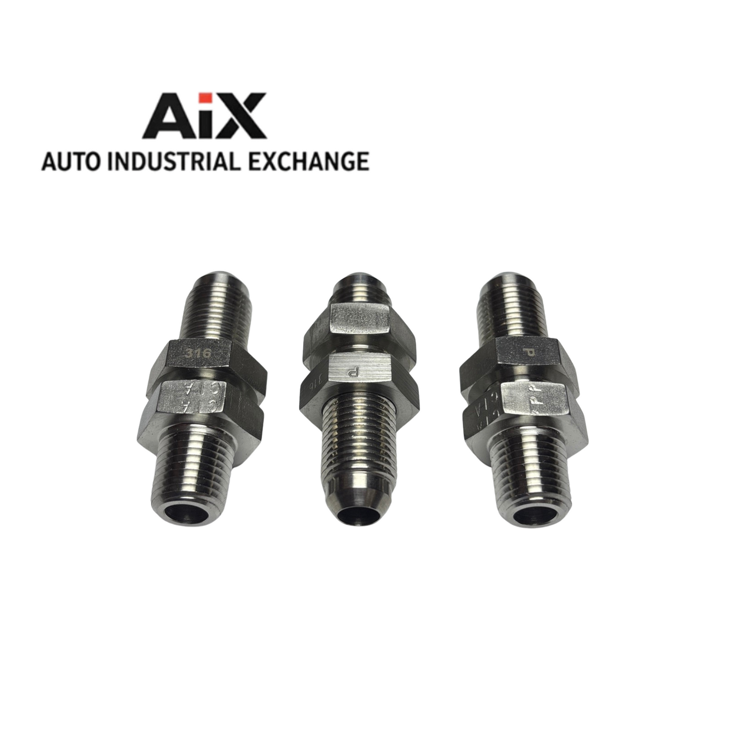 Lot of 3 Parker 6 WFTX-WLN-SS 37° Flare Bulkhead to NPT Steel Fittings 6000 PSI