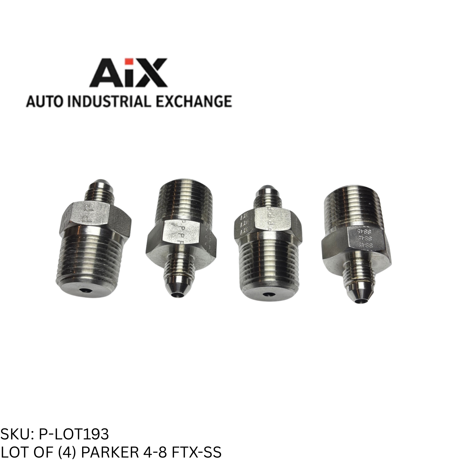 Lot of 4 Parker 4-8 FTX-SS 1/4 Tube Male 37° Flare to 1/2 NPT Stainless Fittings