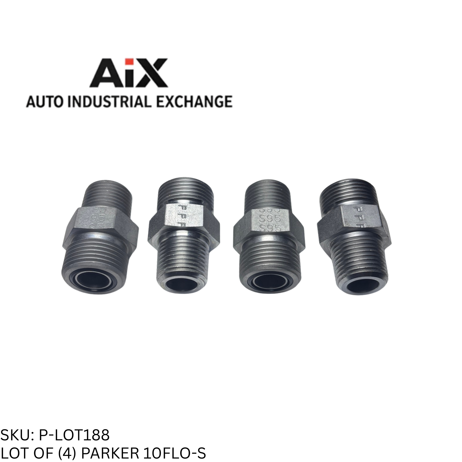 Lot of 4 Parker 10FLO-S Stainless Steel Straight O-Ring Face Seal Fitting