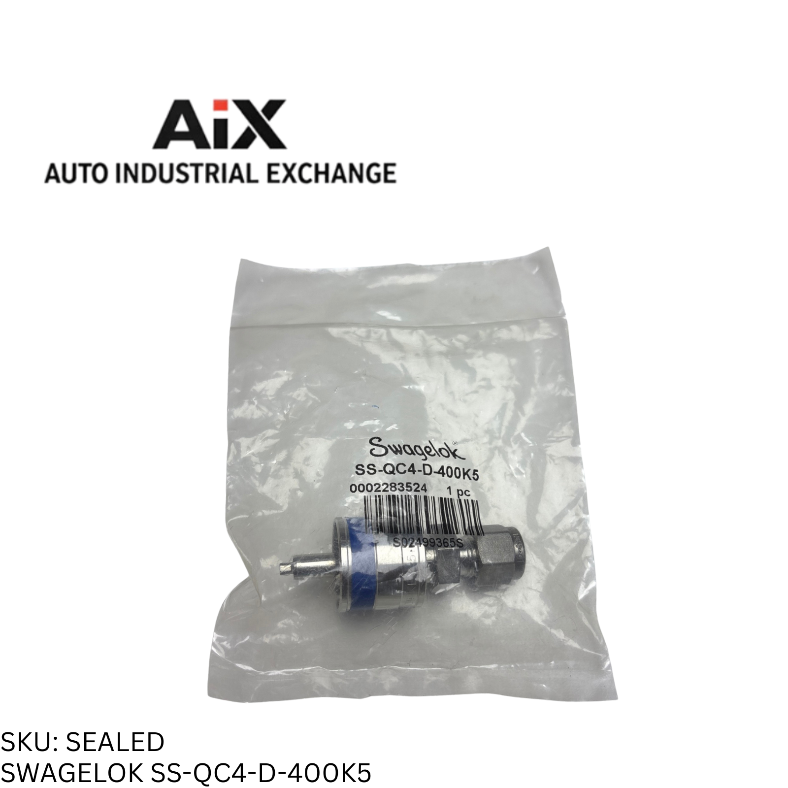 Swagelok SS-QC4-D-400K5 Stainless Quick Connect Stem w/ Valve 1/4 Tube Blue Key