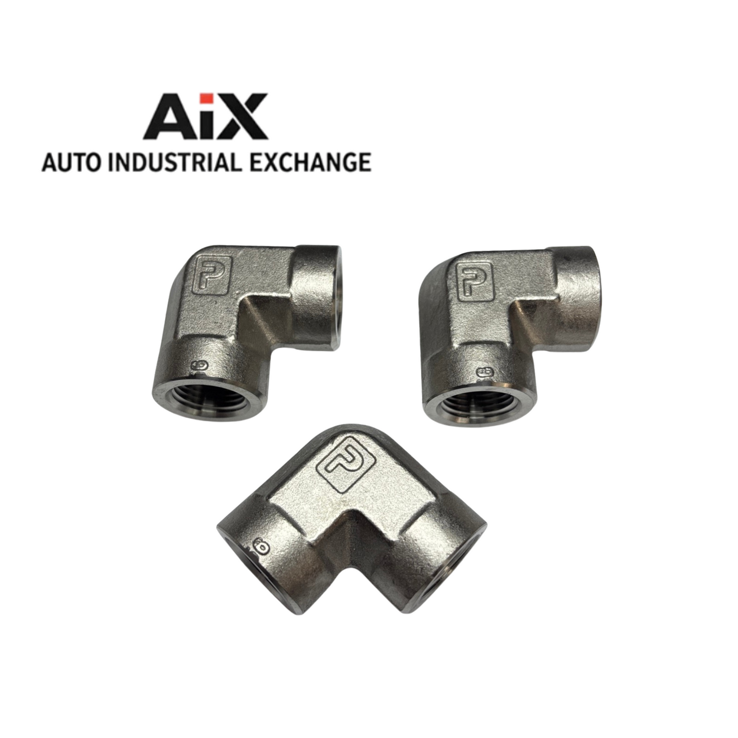 Lot of 3 Parker 3/8 DD-SS 4500 PSI Stainless Steel 90° Elbow NPTF Fittings