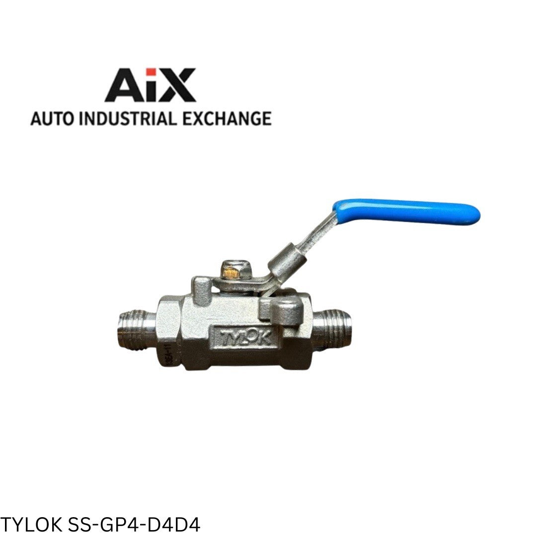 TyLok SS-GP4-D4D4 Stainless 1/4” NPT Ball Valve Blue Handle Inline SSGP4D4D4
