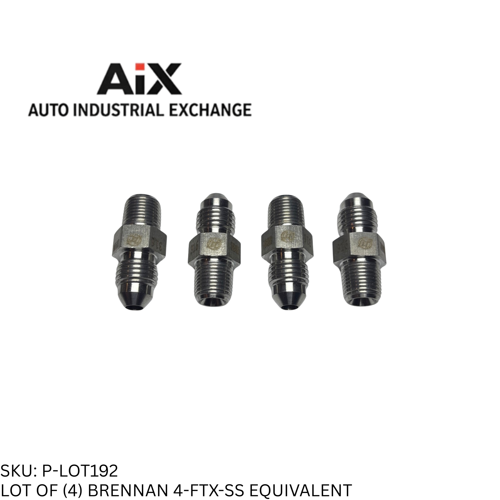 Lot of 4 Brennan 4-FTX-SS 1/4 Tube Male 37° Flare to 1/4 NPT Stainless Fittings