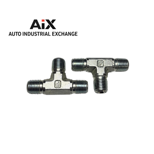 Lot of 2 Parker 1/4 RRS-S NPT Stainless Steel Pipe Tee Fittings JIC