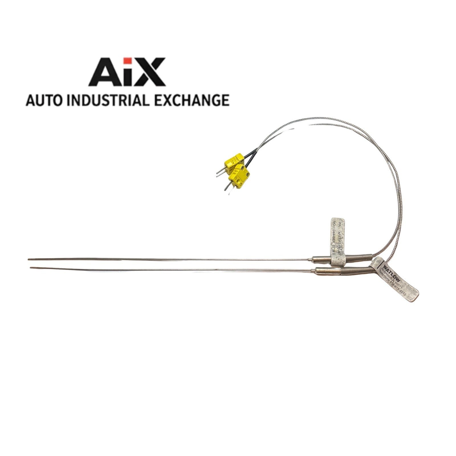 2x Watlow Type K Thermocouples AFEJ0FQ100UK01M SS Sheath Mini Plug Sensor