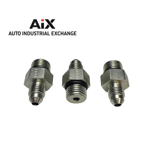 Lot of 3 Parker 4-6 F50X-S Adapter 1/4 JIC x #6 SAE ORB Steel Hydraulic Fittings