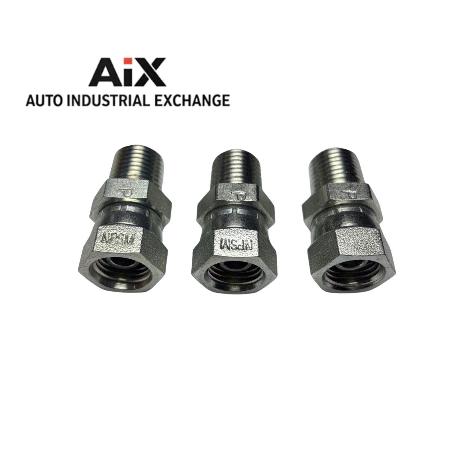 Lot of 3 Parker 0107-4-4 NPT x NPSM Pipe Swivel Adapter 1/4-18 Steel Straight