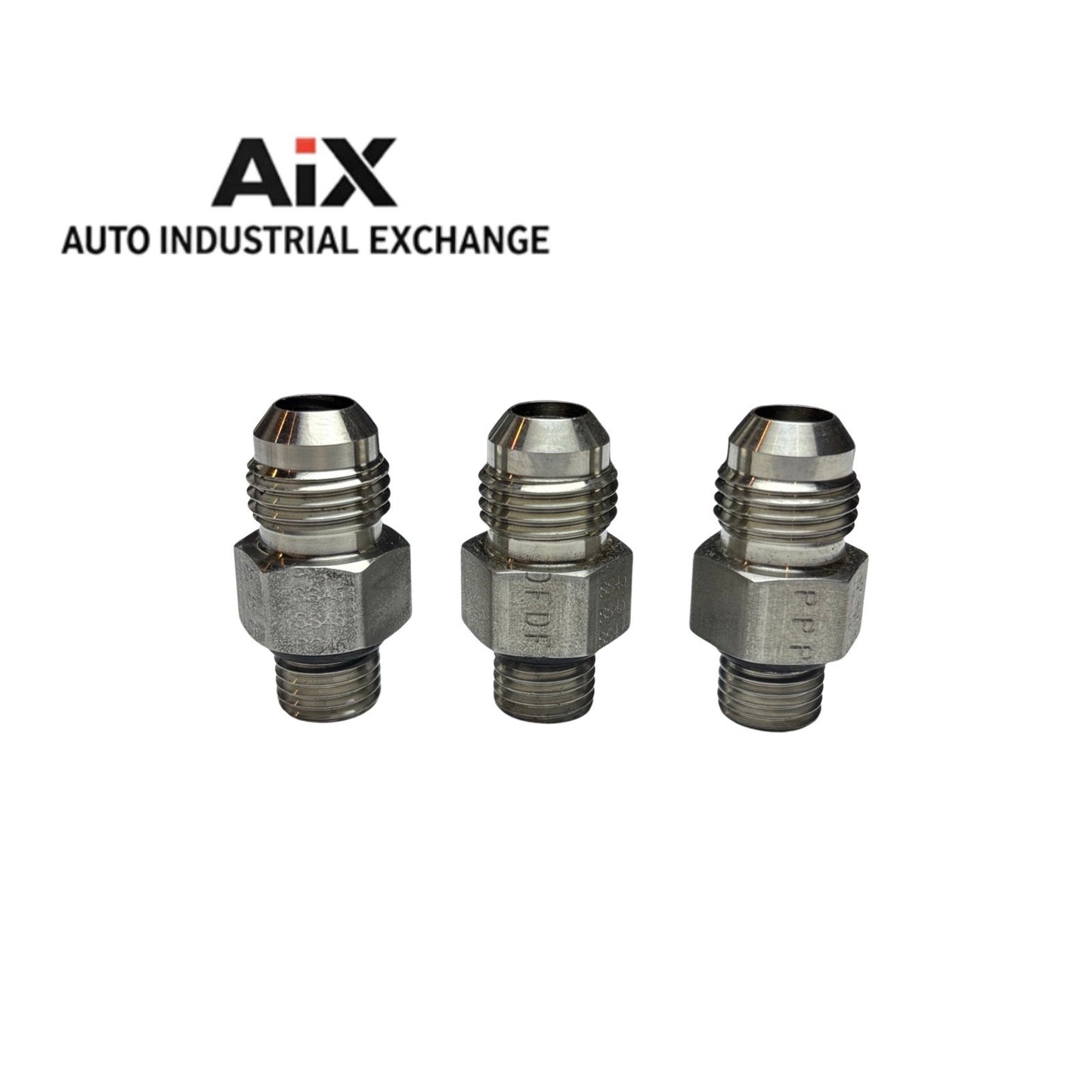 Lot of 3 Parker 6-4 F50X-SS 3/8 x 7/16 JIC to SAE-ORB Adapter Fittings New