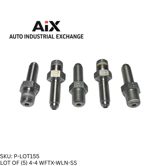 Lot of 5 Parker 4-4 WFTX-WLN-SS Bulkhead Adapter 37° Flare to 1/4" NPT SS