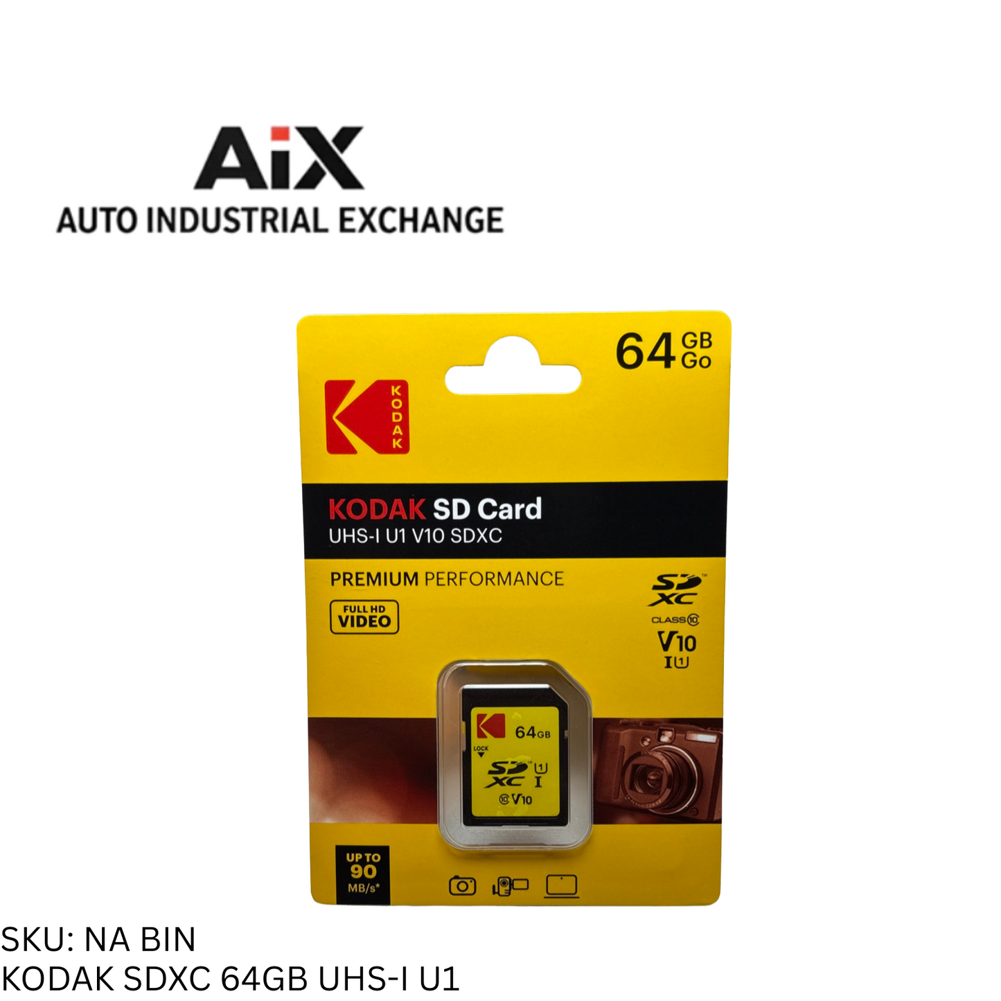 Kodak SDXC 64GB UHS-I U1 Memory Card V10 Premium 85MB/s Full HD Video Photos