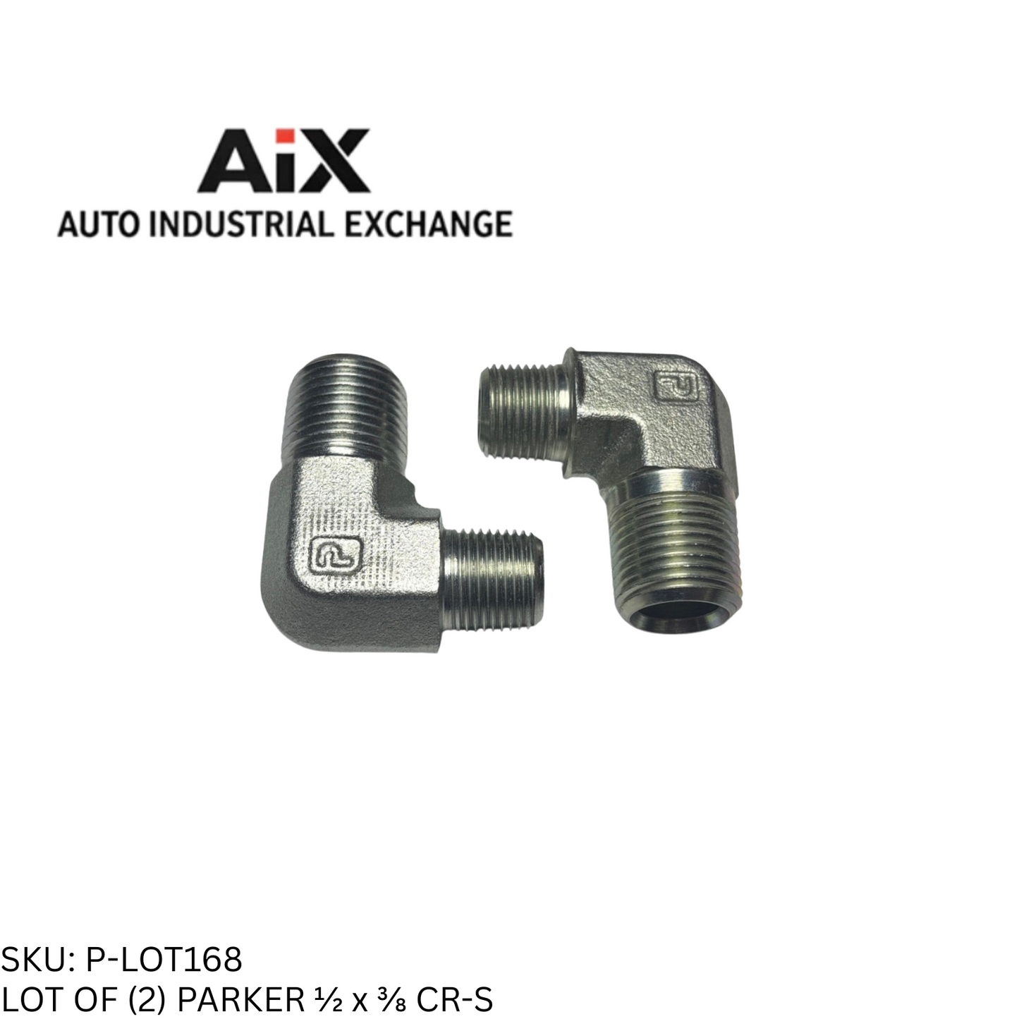 Lot of 2 Parker 1/2 x 3/8 CR-S 90° Elbow Male NPT Steel Hydraulic Pipe Fitting