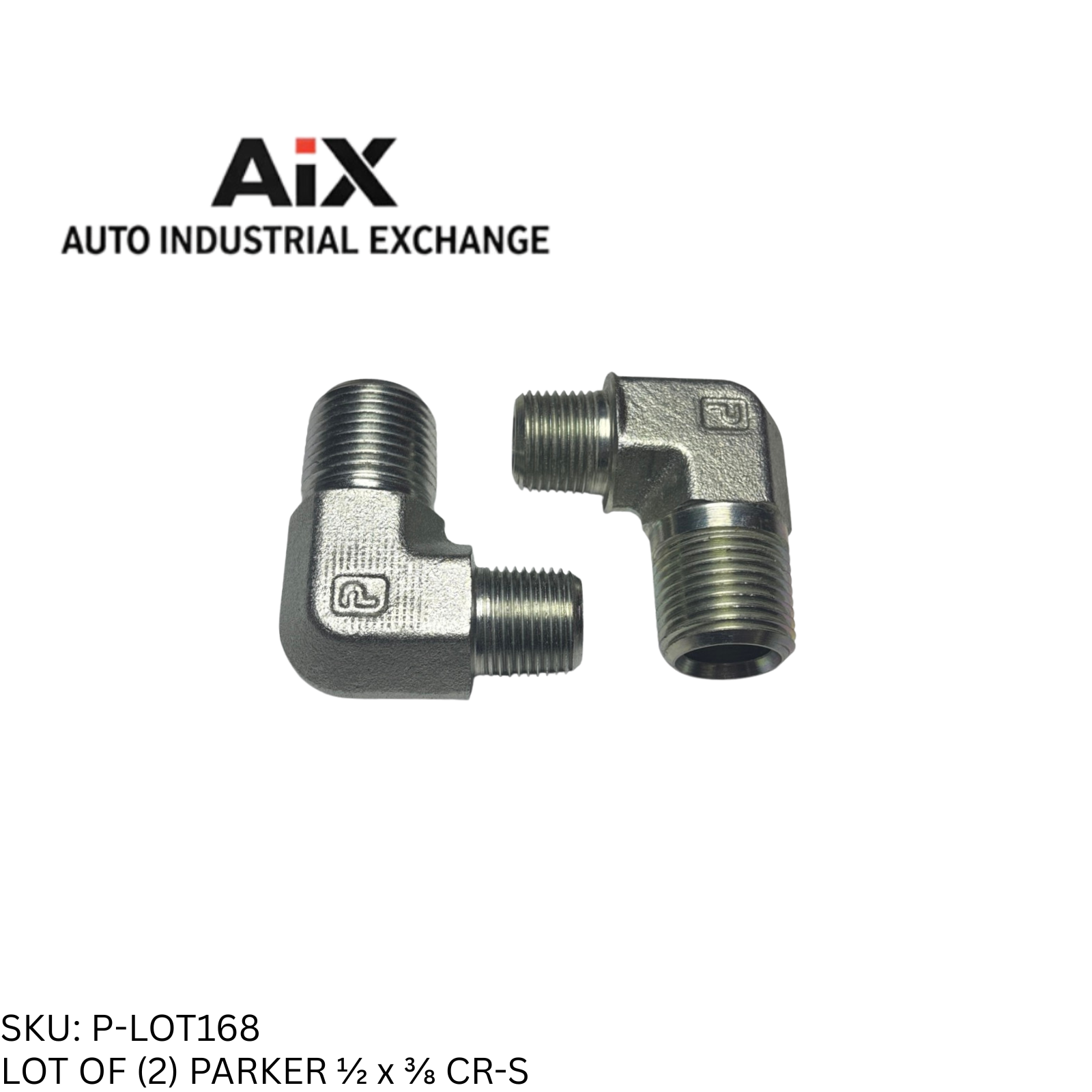 Lot of 2 Parker 1/2 x 3/8 CR-S 90° Elbow Male NPT Steel Hydraulic Pipe Fitting