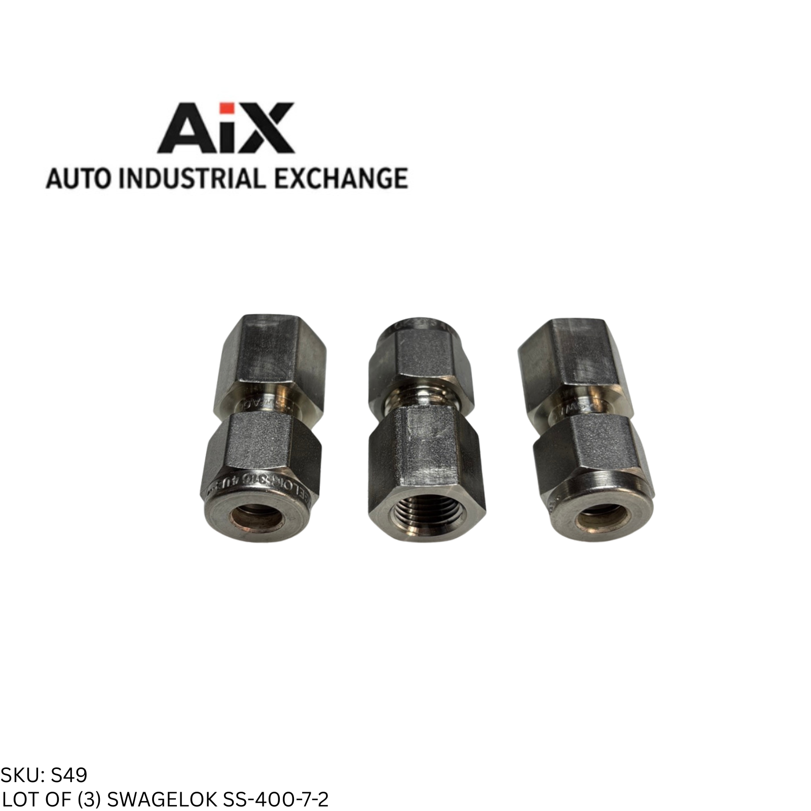 Lot of 3 Swagelok SS-400-7-2 Stainless Steel Tube Fitting Female Connector