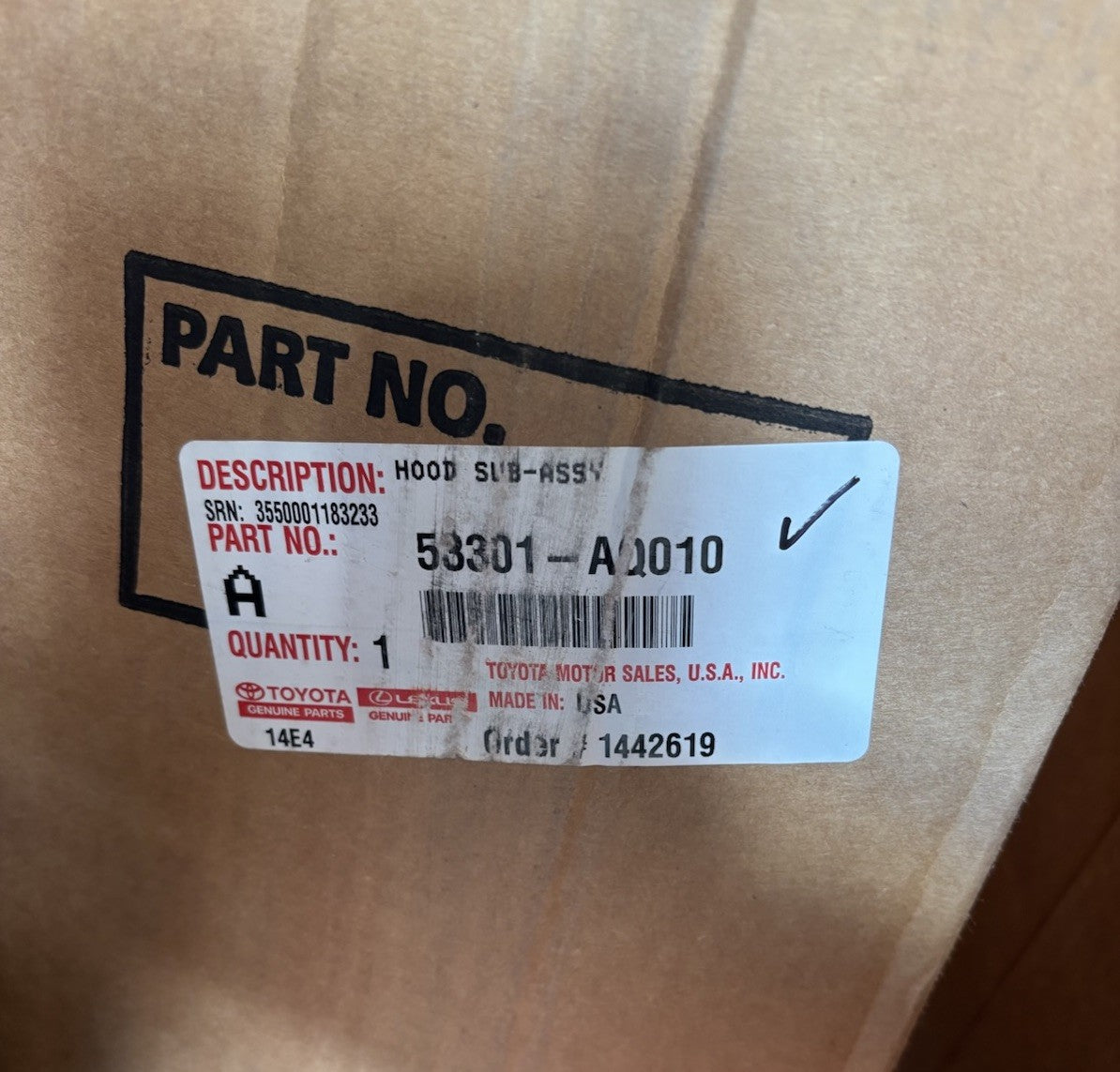 Toyota 53301-AQ010 OEM Hood Panel fits 2025 Camry – Genuine Factory Part Primed