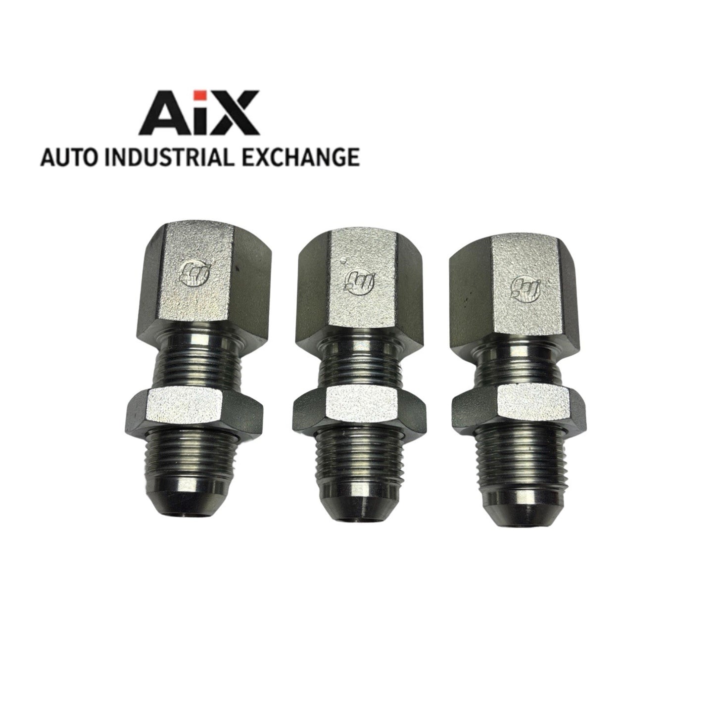 Lot of 3 Brennan 1/2 x 3/8 NPT Bulkhead Fittings – Alt to Parker 8 WGTX-WLN-S