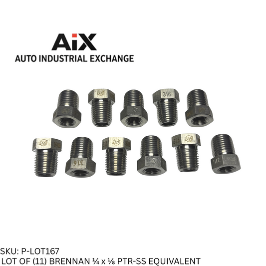 Lot of 11 Brennan PTR-SS Pipe Reducer 1/4-18 Male NPTF x 1/8-27 Female NPT SS