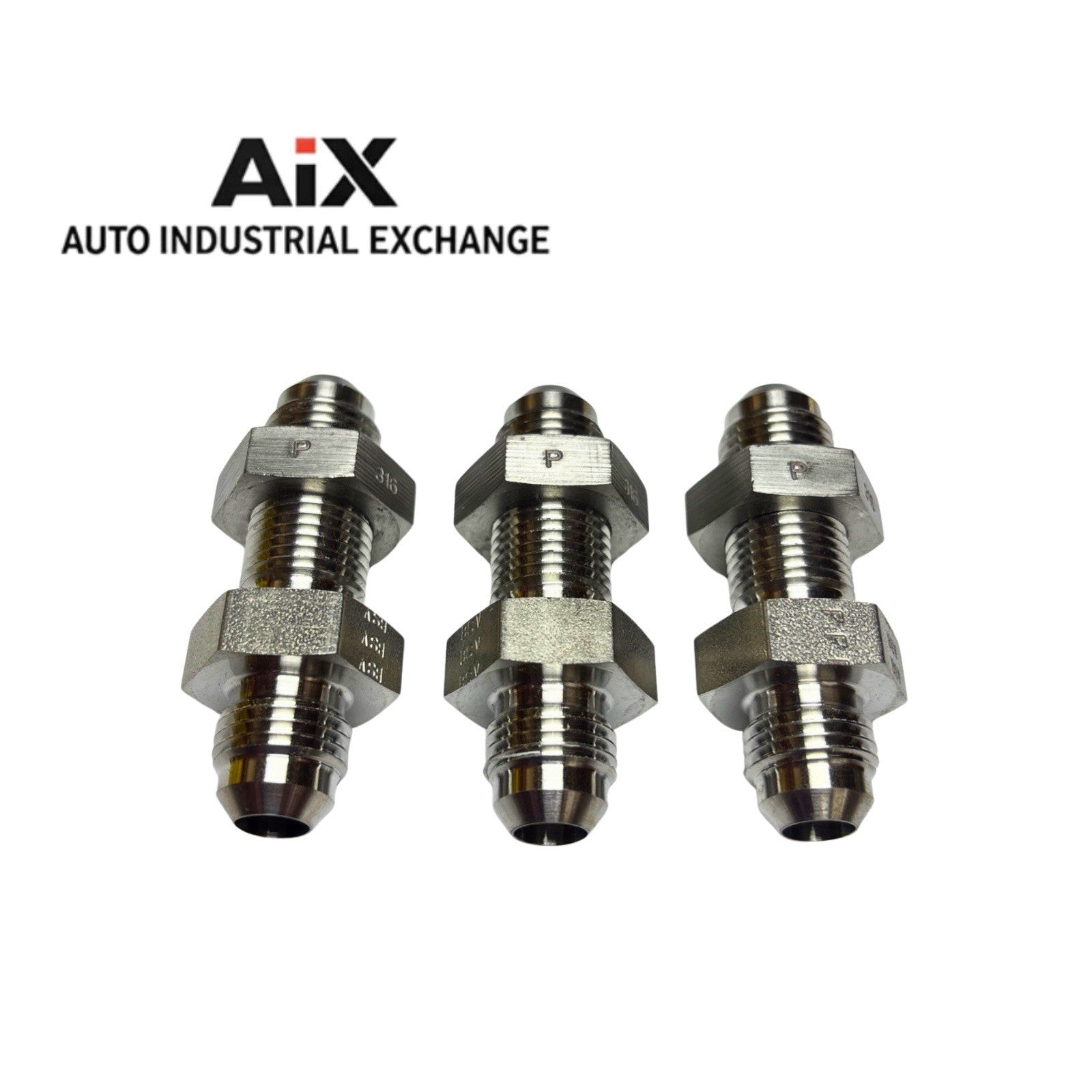 Lot of 3 Parker 6 WTX-WLN-SS Triple-Lok® 37° Flare Bulkhead Union Straight 3/8”