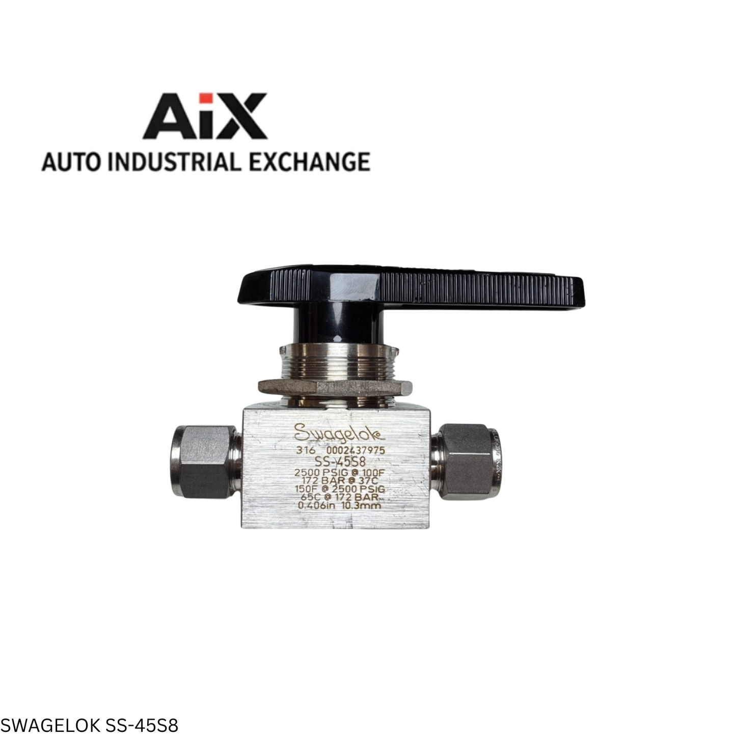 Swagelok SS-45S8 1/2" Stainless Steel 40 Series Ball Valve 12 Cv Lever Handle