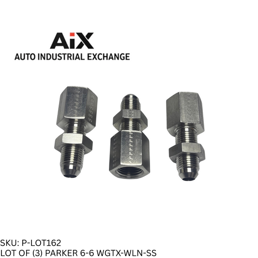 Lot of 3 Parker 6-6 WGTX-WLN-SS 37° Flare Bulkhead Tube to NPT Adapter Steel