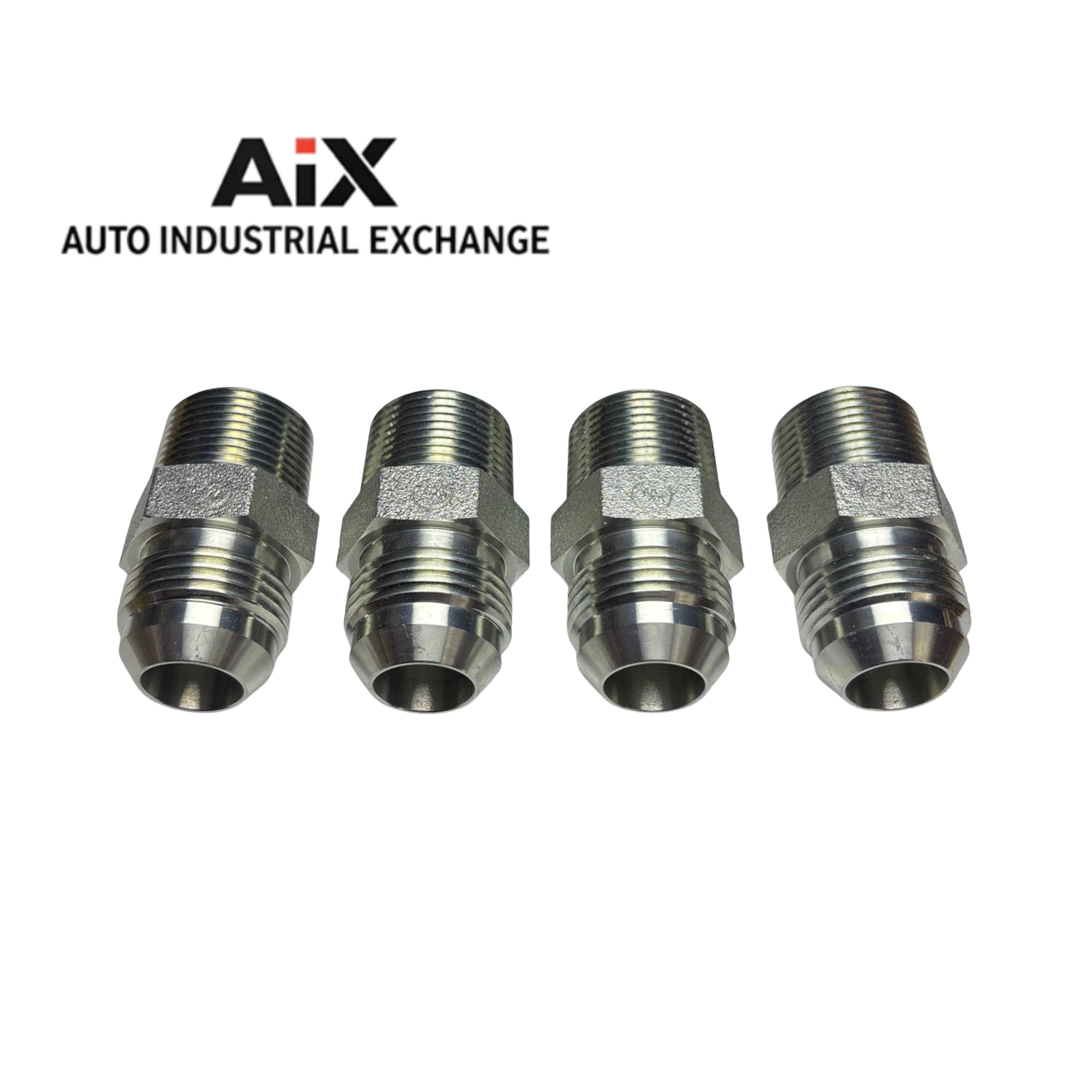 Lot of 4 Eaton 2404-12-12 3/4" JIC Male x 3/4" NPTF Male Steel Adapters